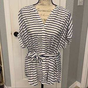 Express Striped Nautical Tunic with Tie Belt